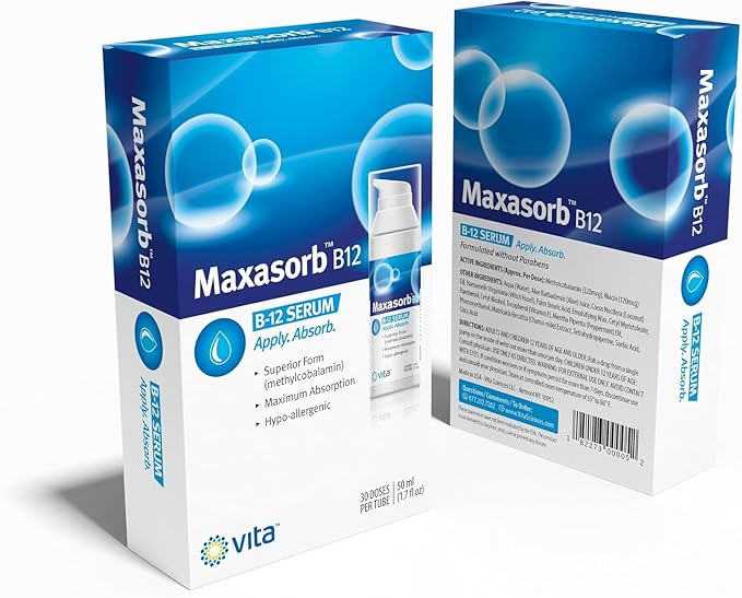 Vita Sciences Maxasorb B12 Vitamin B-12 Cream 1000 mcg: Powerful Topical Methylcobalamin for Energy Health and Glowing Skin - Pack of 6