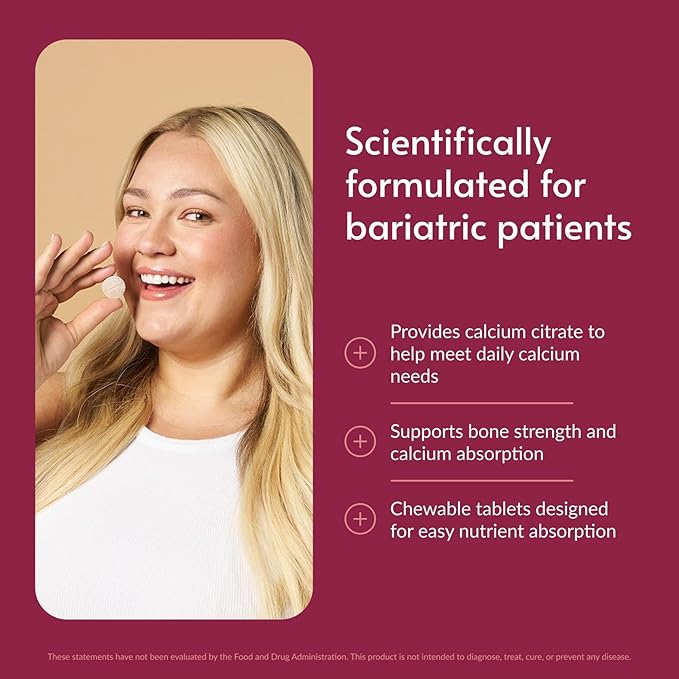 Bariatric Advantage Calcium Citrate Chewable 500 mg - for Bariatric Surgery Patients - High-Potency Easy-Digest Tablets - Calcium Citrate - Bone Strength Supplements* - Chocolate - 90 Count