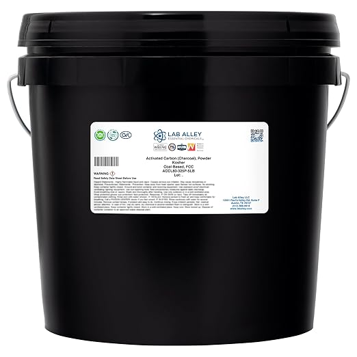 Lab Alley Activated Carbon (Charcoal) Powder Food Grade Kosher Coal Based Great for Water Filtration Detox Skin Care and DIY Uses (5 Pounds)
