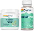 SOLARAY Oat Fiber Powder and Super Digestaway Digestive Enzymes - Soluble Fiber Supplement w/Beta Glucans for Heart Health Support - Digestion Formula w/Betaine HCl Ginger Papaya 30/90 Servings