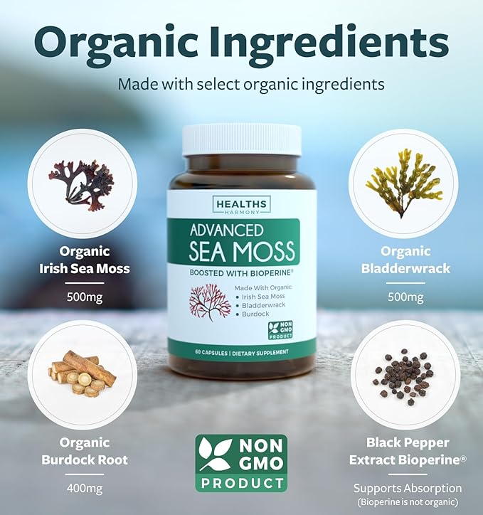 Black Seed Oil Gummies &amp Sea Moss (1-Month Supply) - Mineral-Rich Duo - Black Seed Oil Gummies Ginger Ale Flavor Cold-Pressed Nigella Sativa &amp Advanced Organic Irish Sea Moss with BioPerine (6