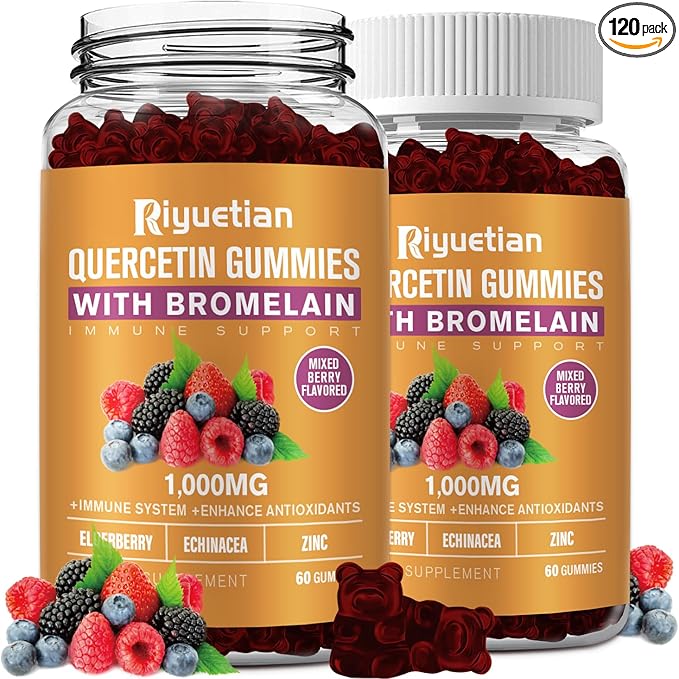 Bromelain with Zinc Vitamin C Elderberry for Lung Immune Support Supplement for Kids Adults CardiovascularAging Support Chewable VitaminsVegan 120 Count