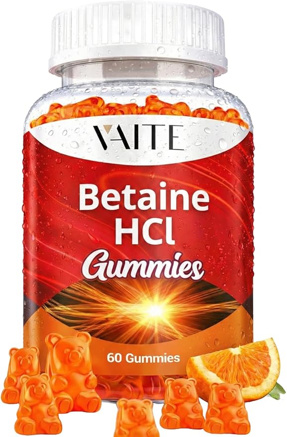 VAITE Betaine HCL Supplement 1000 mg Gummies – Digestive Support – Supports Digestion &amp Nutrient Breakdown – Non-GMO Vegan Gluten-Free – for Adults Seeking Daily Digestive Support – 60 Gummies