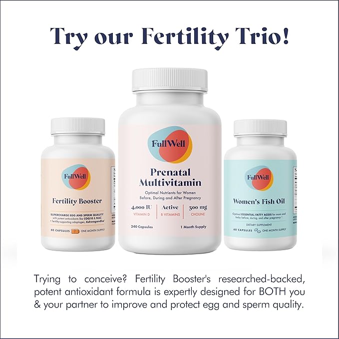 FullWell Fertility Booster - Conception Support for Men &amp Women - Supports Egg &amp Sperm Quality - Reproductive Health - CoQ10 Ashwagandha NAC &amp ALA - 60 Count 2 Pack (60 Servings)
