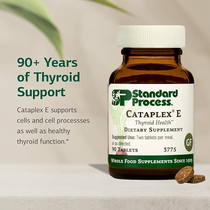 Standard Process Cataplex E - Thyroid Health Support with Antioxidant Vitamin E &amp Selenium - Endocrine Gland Health Support - Gluten-Free Non-Dairy &amp Non-Soy - 90 Tablets (45 Servings)