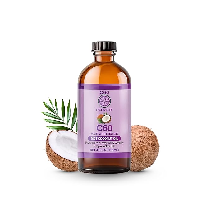 C60 Purple Power C60 In Organic Mct Coconut Oil - Natural Wellness &amp Antioxidant Support For Men &amp Women 99.99% Pure Carbon Fullerenes Promotes Energy Mental Clarity &amp Stamina - 4 Fl O