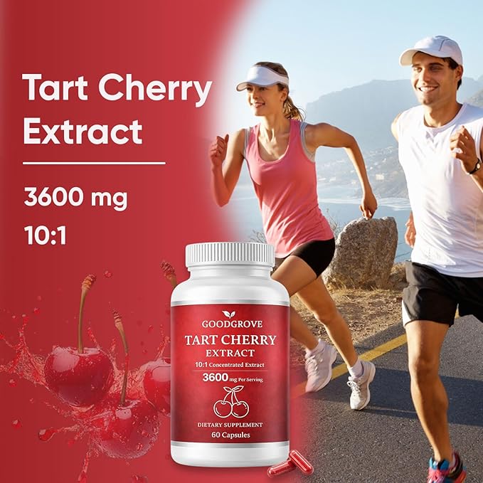 Good Grove Tart Cherry Extract Capsules Tart Cherry Extract 3600 mg 10:1 Vegan Non-GMO Dietary Supplement 60 Capsules