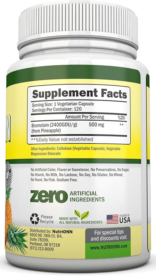 Bromelain - 500mg - 2400 GDU - 120 Vegetable Capsules - Pure Pineapple Enzyme Extract - Supports Digestion and Nutrient Absorption - Great for Immune Health