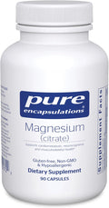 Pure Encapsulations Magnesium (Citrate) - Supplement for Sleep Heart Health Cognitive Health Bone Health Energy Muscles and Metabolism* - with Premium Magnesium - 90 Capsules