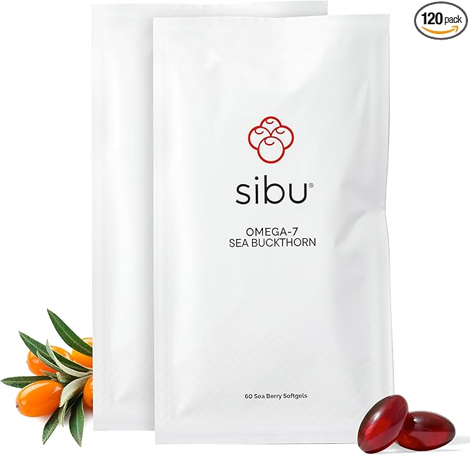 sibu Sea Buckthorn Omega-7 Softgels (60-Day Refill Sachet) – Supplement for Healthy Skin Hair Nails and Dryness