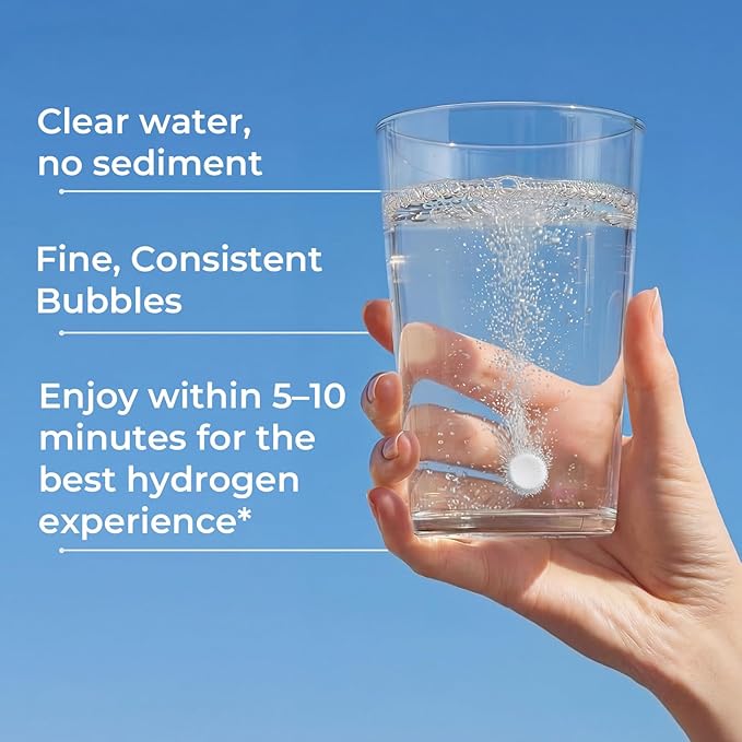 Hydrogen Water Tablets - 12 PPM H2 Molecular Hydrogen - 120 mg Magnesium-Based Reaction System - Supports Antioxidant &amp Cellular Health Energy &amp Brain Function - Non-GMO Unflavored - 120 Tab