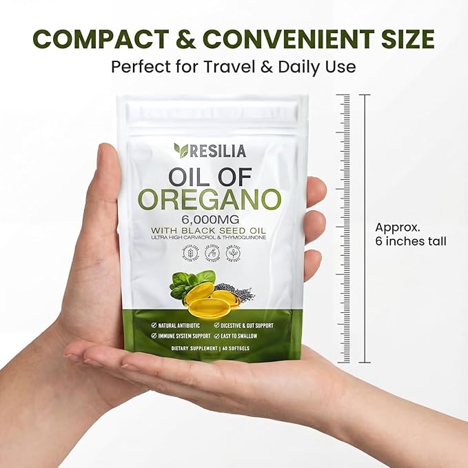 Softgels with Black Seed Oil 6000mg – Organic Oregano Oil Capsules for Immune &amp Digestive Support – Non-GMO Gluten-Free Softgels - 120 Count (Pack of 2)