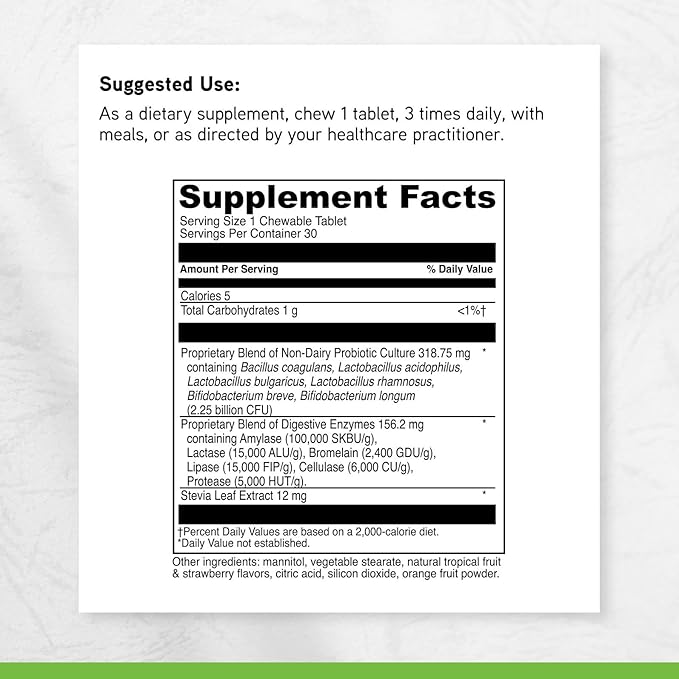 DAVINCI - Mega Probiotic ND with Digestive Enzymes Chewable - 30 Chewable Tablets