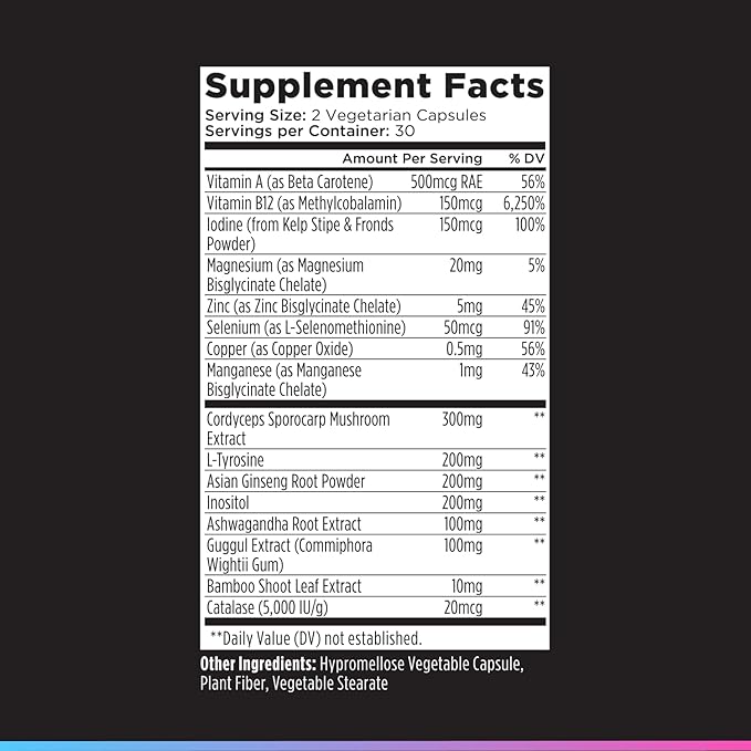 Livingood Daily Thyroid Support Supplement 16-in-1 Wellness Blend with Adaptogenic Herbs Iodine Magnesium and Selenium Thyroid Support for Women &amp Men Vegetarian Capsules Gluten Free 60 Cou