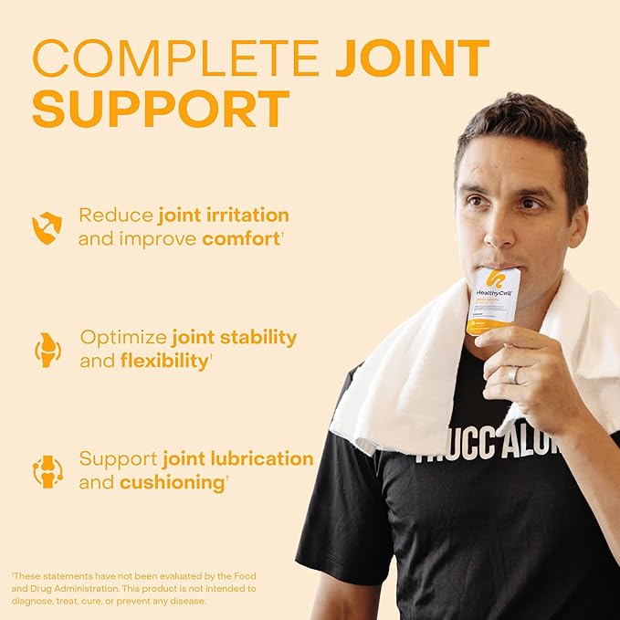 Healthycell Joint Health &amp Mobility Daily Liquid Supplement - Joint Support Supplement Inflammation Response Cartilage &amp Flexibility with Curcumin Glucosamine &amp Chondroitin - 30 Gel Pac