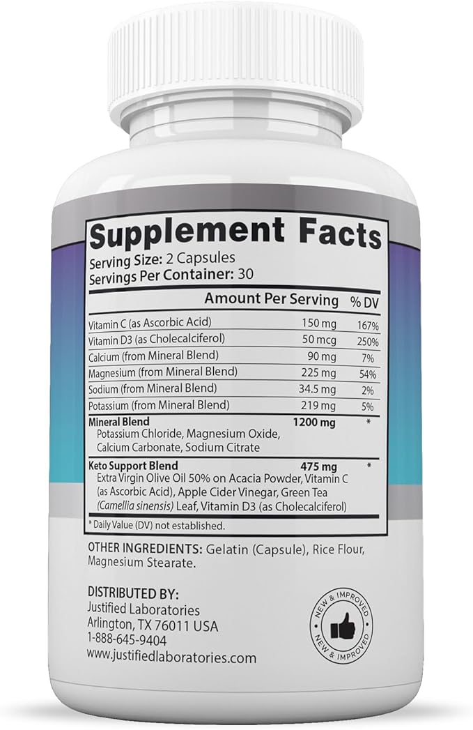Ketogenix Extreme Keto Pills 1675MG New &amp Improved Formula Contains Apple Cider Vinegar Extra Virgin Olive Oil Powder Green Tea Leaf 60 Capsules