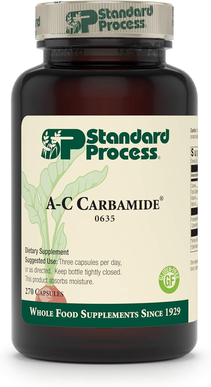 Standard Process A-C Carbamide - Supports Healthy Excretion of Urine &amp Cellular Fluid Levels - Contains Vitamin A &amp Antioxidant Vitamin C - Gluten-Free Non-Dairy &amp Non-Soy - 270 Capsules