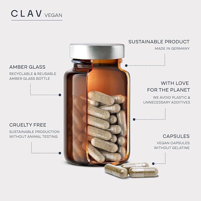CLAV® Zinc Bisglycinate 25mg - 180 Tablets (6 Months Supply) - Natural Chelated Supplement - Vegan Glycinate for Immune &amp Skin Support