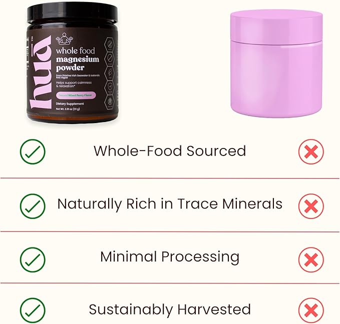 Whole Food Magnesium Powder (30 Servings) | from Ocean Sea Water &amp Icelandic Red Algae | Helps Sleep Brain Function &amp Heart Health | Mixed Berry Flavor