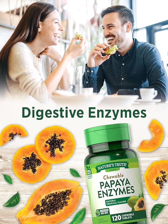 Nature's Truth Chewable Papaya Enzyme - 120 Tablets Pack of 6