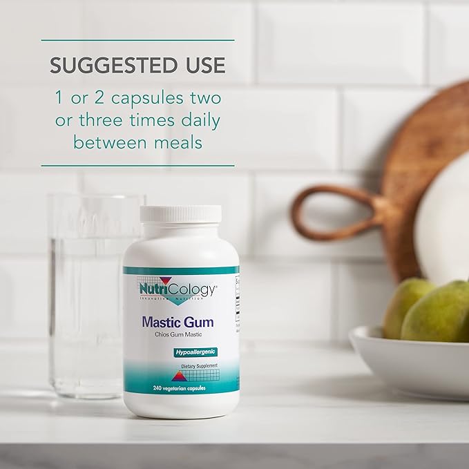 Allergy Research Group NutriCology Mastic Gum - Supports Digestive Comfort - Delivers 1000 mg Chios Mastic Gum Resin per Serving - Vegetarian &amp Hypoallergenic - 120 Servings - 240 Capsules
