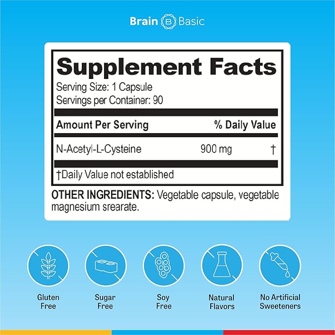 Brain Basics Ultra NAC | Glutathione Precursor Optimize Neurological and Liver Health and Immune Support | 90 Servings