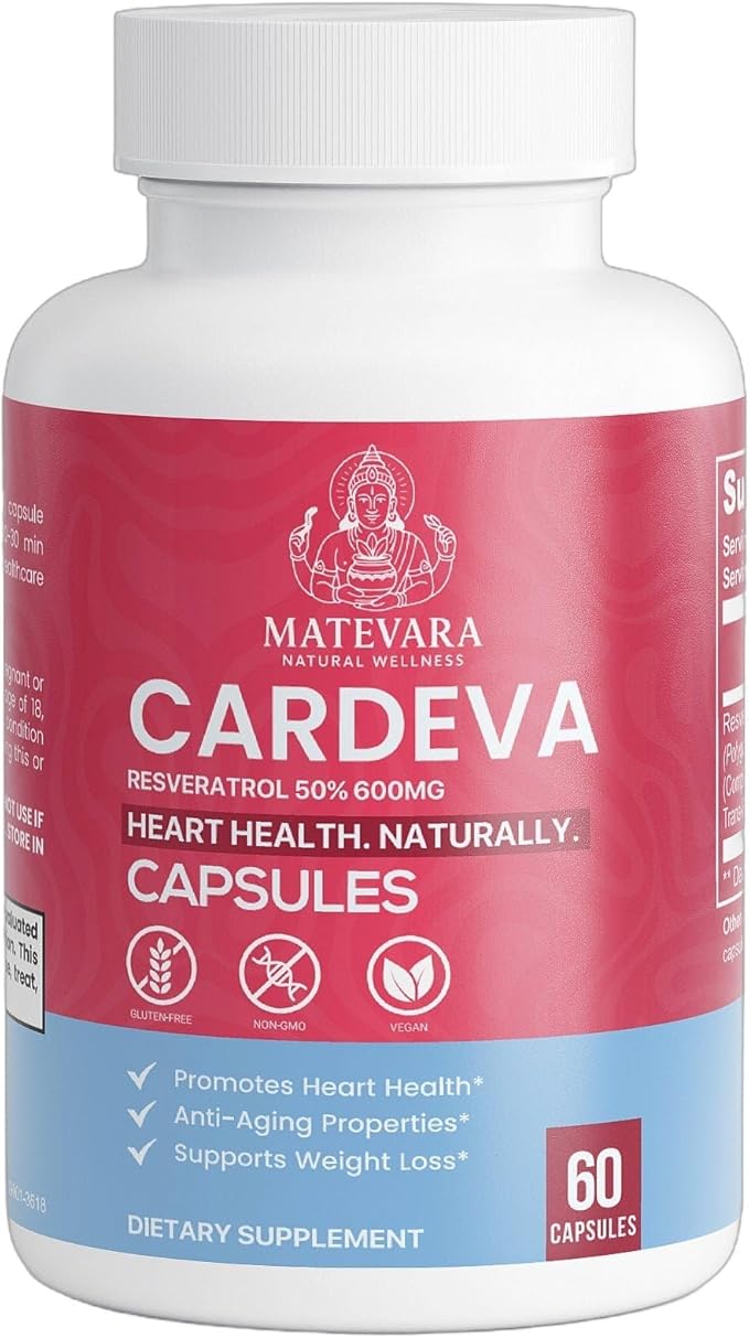 Cardeva Resveratrol 600mg Capsules |Vegan Capsules | 60 Count