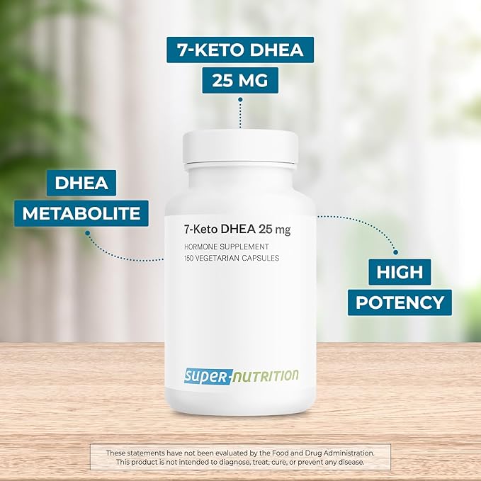 Supersmart - 7-Keto DHEA Supplement 25 mg - Natural DHEA Metabolite | Non-GMO &amp Gluten Free - 150 Vegetarian Capsules