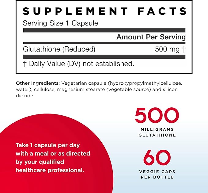 Jarrow Formulas - Glutathione Reduced 500 mg 60 caps (Pack of 2)
