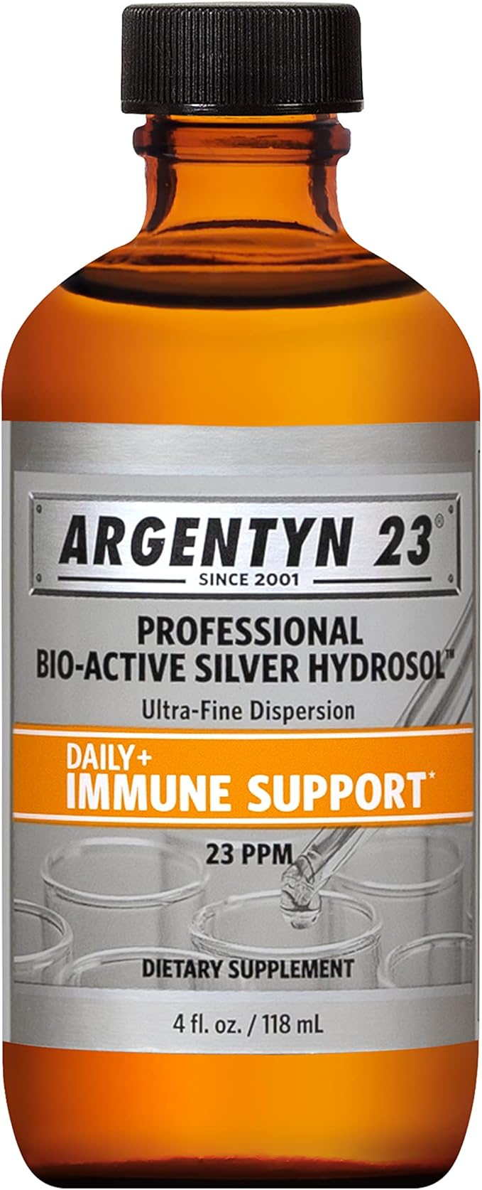 Argentyn 23 Professional Immune Support - Colloidal Silver Bio-Active Silver Hydrosol 23 ppm Liquid Twist Top 4 Fl Oz (118 mL)