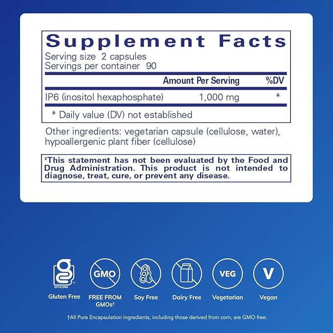 Pure Encapsulations IP6 (Inositol Hexaphosphate) | Hypoallergenic Antioxidant Support for Breast Colon and Liver Cell Health | 180 Capsules
