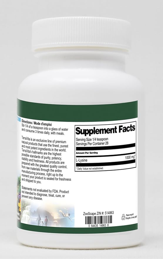 Terravita L-Lysine Powder (1 oz ZIN: 514863) - 3 Pack