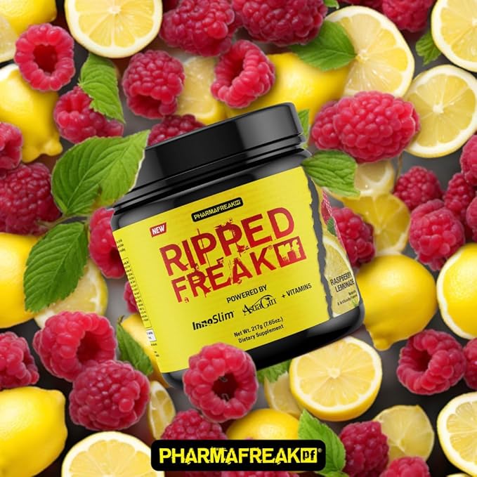 Pharmafreak Ripped Freak Fat Burner Powder – Maximum Strength Thermogenic Formula for Men &amp Women | Energy Focus &amp Weight Loss Support | Raspberry Lemonade | 217g