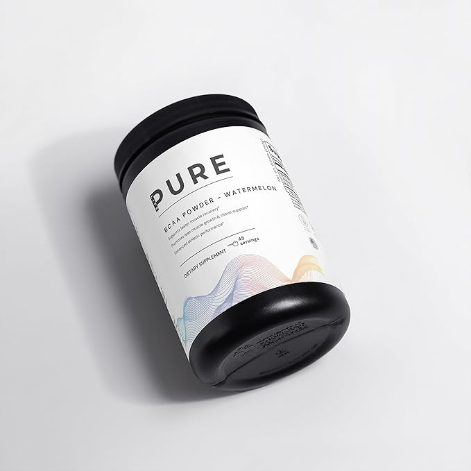 PURE LIFE BCAA Powder – Watermelon Flavor | 45 Servings | Clean BCAA Supplement with Glutamine for Muscle Recovery &amp Energy | Natural Workout Support for Men &amp Women