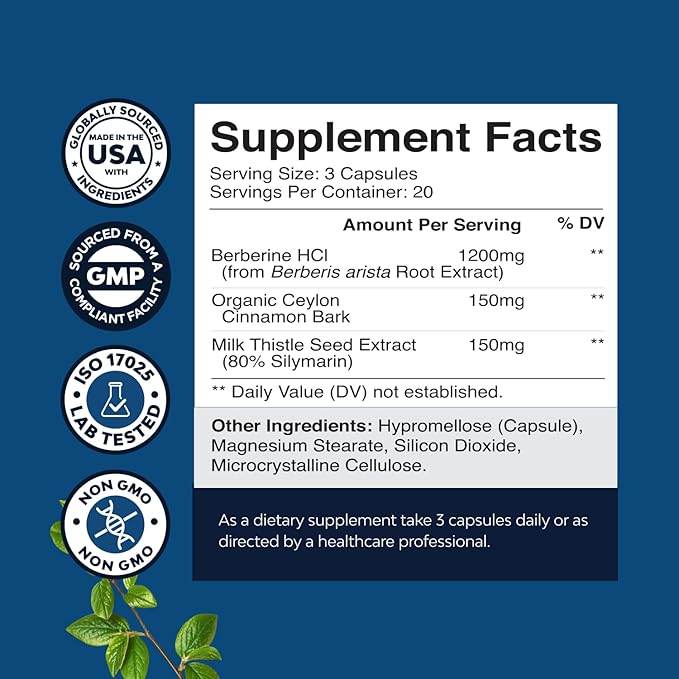 Bundle of Herbal Thyroid Support Complex - Potent Kelp Iodine Supplement for Hormone Balance and Balancing Berberine Plus 1200mg Per Serving Complex - Antioxidant Berberine with Ceylon Cinnamon