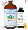 LIQUIDHEALTH Prenatal Baby Booster Pregnancy Vitamin Bundle - Vegan Women's Prenatal/Postnatal Multivitamin with SunActive &amp Ferrochel Iron Folate Whole Foods - Made in the USA 100% Vegan (Bund