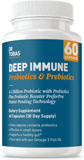 Dr. Tobias Deep Immune Probiotics &amp Prebiotics - Dual Action Digestion &amp Immune Support with PreforPro Prebiotics &amp Delayed Release Spore Forming Probiotics for Women &amp Men - 60 Capsul