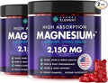 Magnesium Glycinate 2150 MG Gummies High Absorption Magnesium Glycinate Citrate &amp Malate Sugar-Free Vegan Chews for Men &amp Women 60 Gummies Cherry Flavor Pack of 2