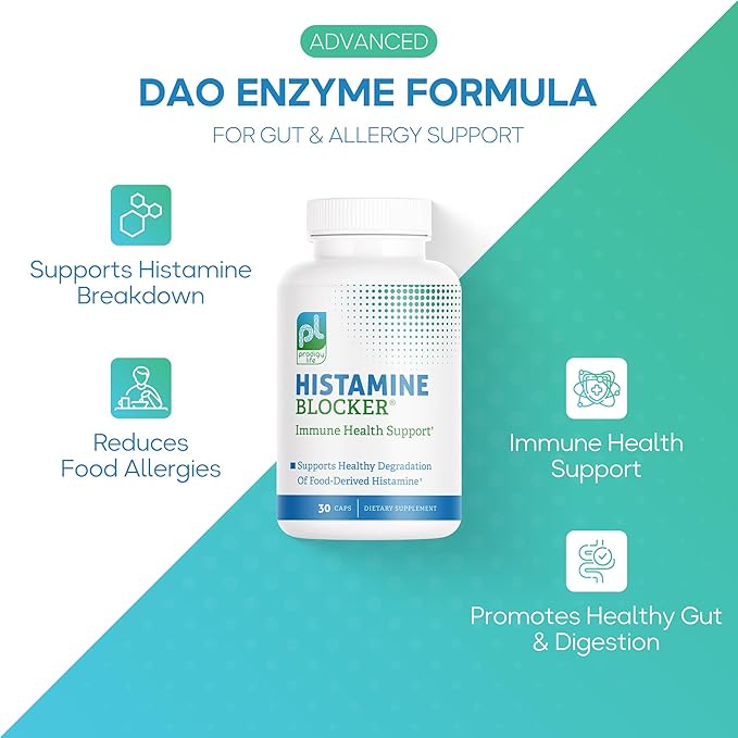 DAO Supplements Histamine Blocker – Advanced DAO Enzyme Formula and Vitamin C for Histamine Digest &amp Intolerance Support – Diamine Oxidase DAO Supplement 30 Capsules