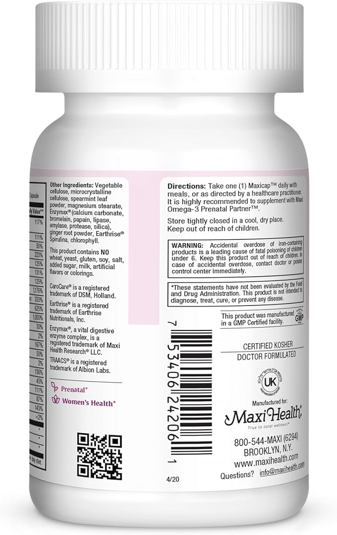 Prenatal Vitamins for Women – Complete Pregnancy Multivitamin with Folic Acid Iron Vitamin D3 B12 Zinc &amp Biotin – Daily Prenatal Support Before During &amp After Pregnancy – 120 Capsules