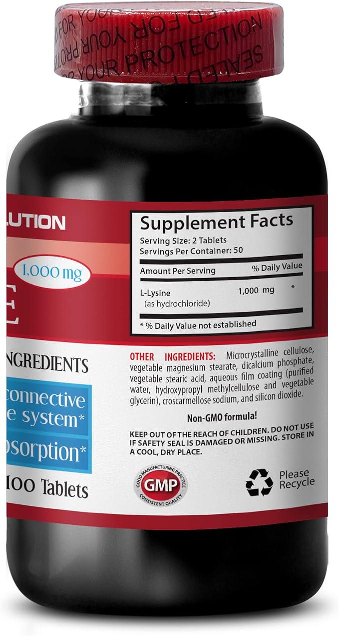 L-lysine 1000 mg Tablets - L-LYSINE 1000MG - Promote Healthy Skin - l-lysine Tablets - l-lysine 1000mg Tablets - l-lysine Supplement - l-lysine Ointment - lysine 1000mg Tablets 2 Bottles 200 Tabs