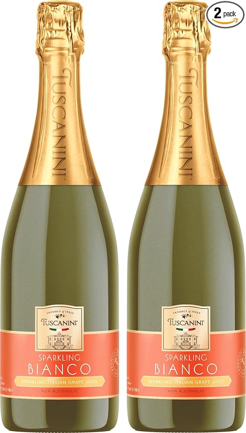 Tuscanini Sparkling Bianco Grape Juice 25.4oz (2 Pack) | Non-Alcoholic Celebration Drink | Festive Mushroom Cork | Refreshing &amp Elegant Sparkling Grape Juice | Perfect for Holidays Weddings &amp