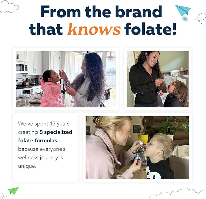 Organic FolinicActive Kids - Folinic Acid + B12 B6 &amp B2 Cofactors - Gentle Methylation Support for Mood Energy &amp Cognition Age Adjustable Dosing for Kids 1-18 Non GMO Vegan Berry Flavor
