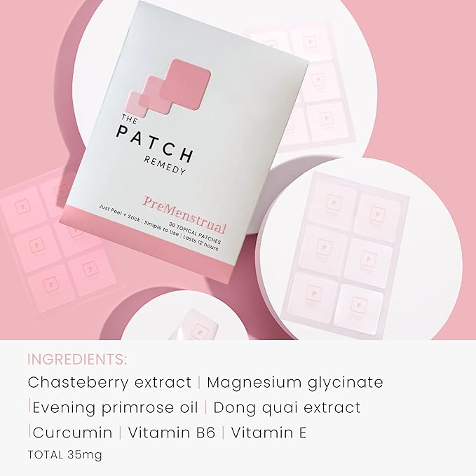 The Patch Remedy Pre Menstrual Patch | Chasteberry Magnesium Evening Primrose Dong Quai B6 &amp Vitamin E | 30 Patches