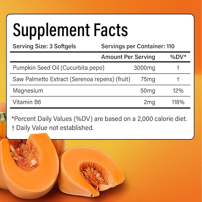 Pumpkin Seed Oil Softgels 330 Count Premium Herbal Supplement Cold-Pressed Vegan Non-GMO