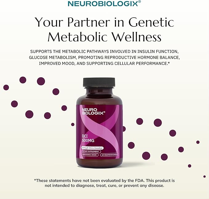 Neurobiologix D-Chiro Inositol 500 MG High-Potency Inositol Supplement Energy &amp Hormone Balance for Women &amp Men Supports Metabolic Function Dairy &amp Gluten Free Non GMO 60 Vegetable C