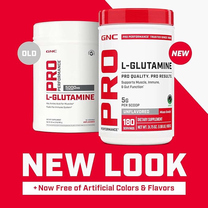 GNC Pro Performance L-Glutamine 5000mg Amino Acid Supplement Powder Supports Muscle Recovery Function Immune System Plays Key Role in Protein Synthesis Unflavored 181 Servings