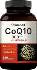 NatureBell CoQ10 300mg - 240 Capsules - High-Potency Support for Healthy Heart - Daily Energy &amp Vitality Aid with Antioxidant Support - Easily Absorbed Ubiquinone &amp Omega-3*