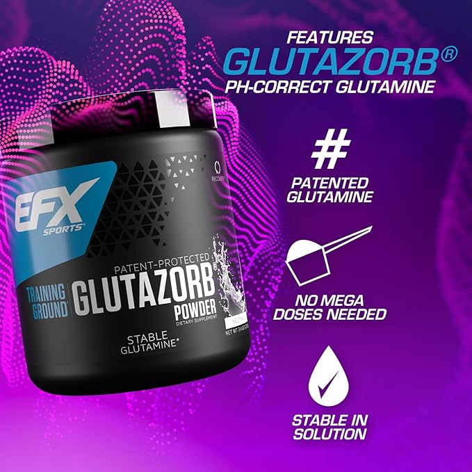 EFX Sports Training Ground Glutazorb Powder | Highly Concentrated pH Correct Glutamine Supplement | Digestion &amp Immune Support | 140 Servings (Unflavored)