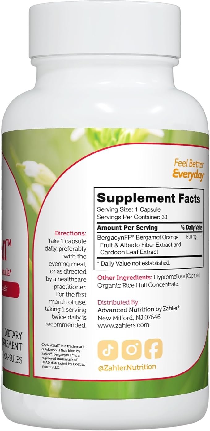Zahler CholestStall Cholesterol Support Supplement Helps Maintain LDL Certified Kosher 30 Capsules